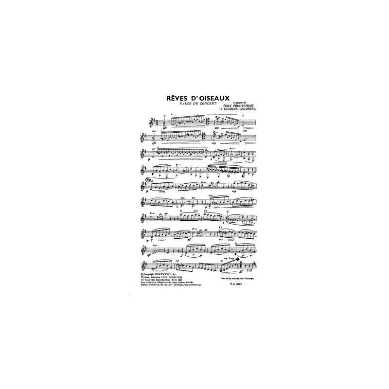Partition PDF REVES D'OISEAUX