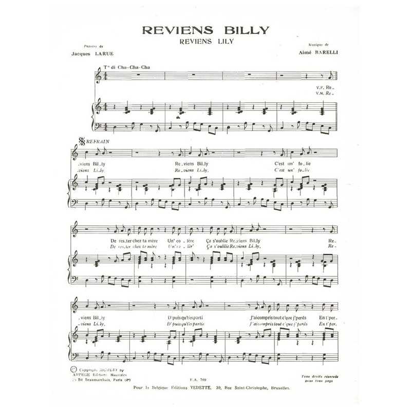 Partition PDF REVIENS BILLY