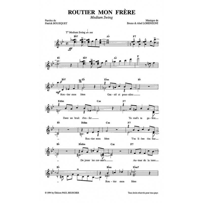 Partition PDF ROUTIER MON FRÈRE