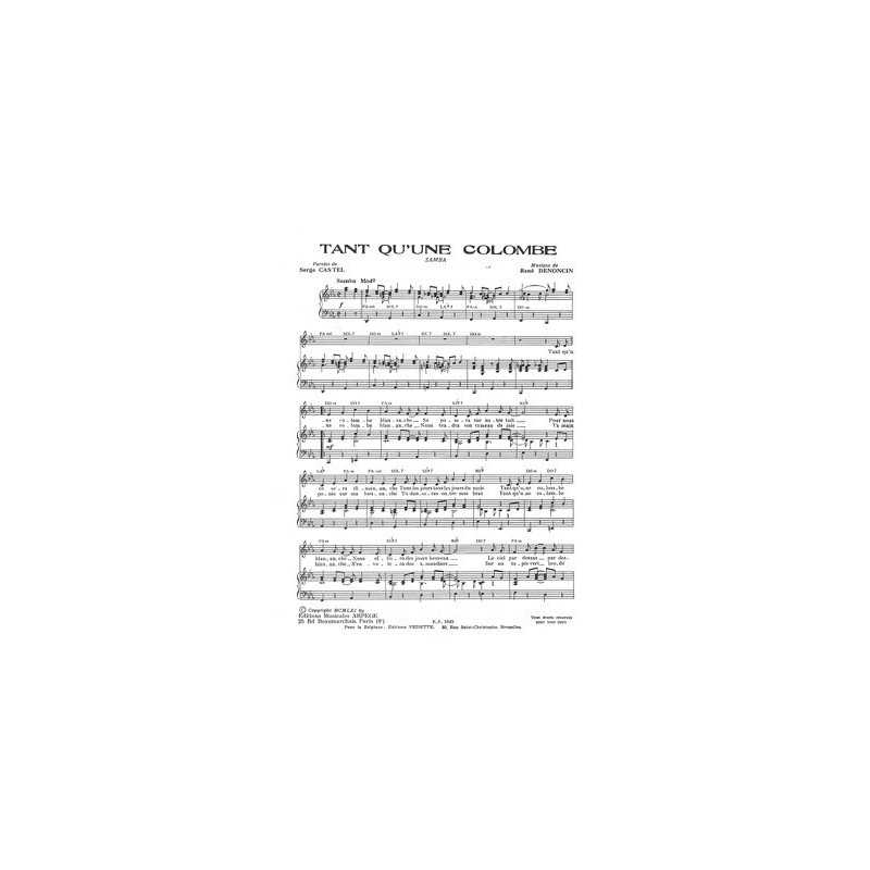 Partition PDF TANT QU'UNE COLOMBE