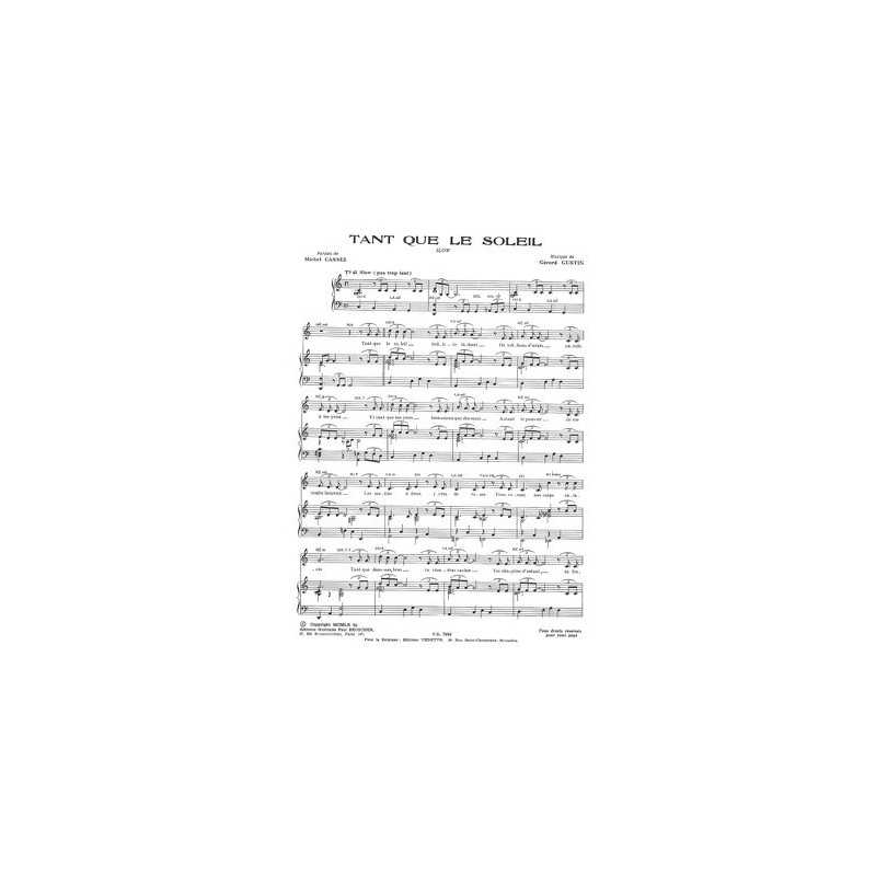 Partition PDF TANT QUE LE SOLEIL