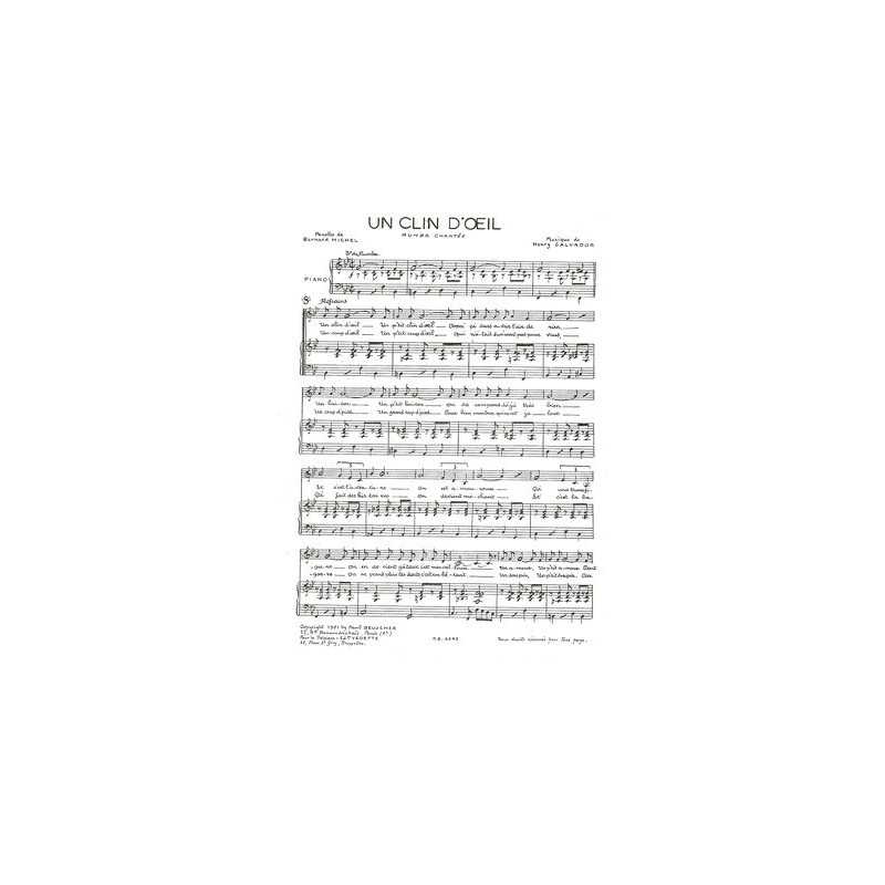 Partition PDF UN CLIN D'ŒIL