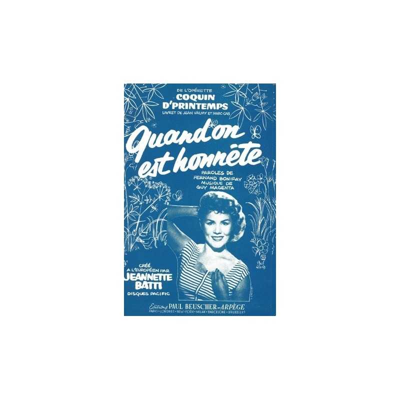 Sheet music QUAND ON EST HONNÊTE Jeanette Batti PDF