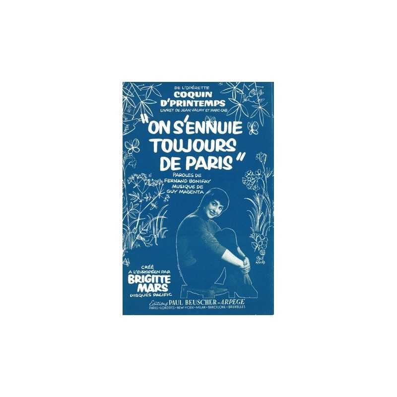 Sheet music ON S'ENNUIE TOUJOURS DE PARIS Brigitte Mars PDF