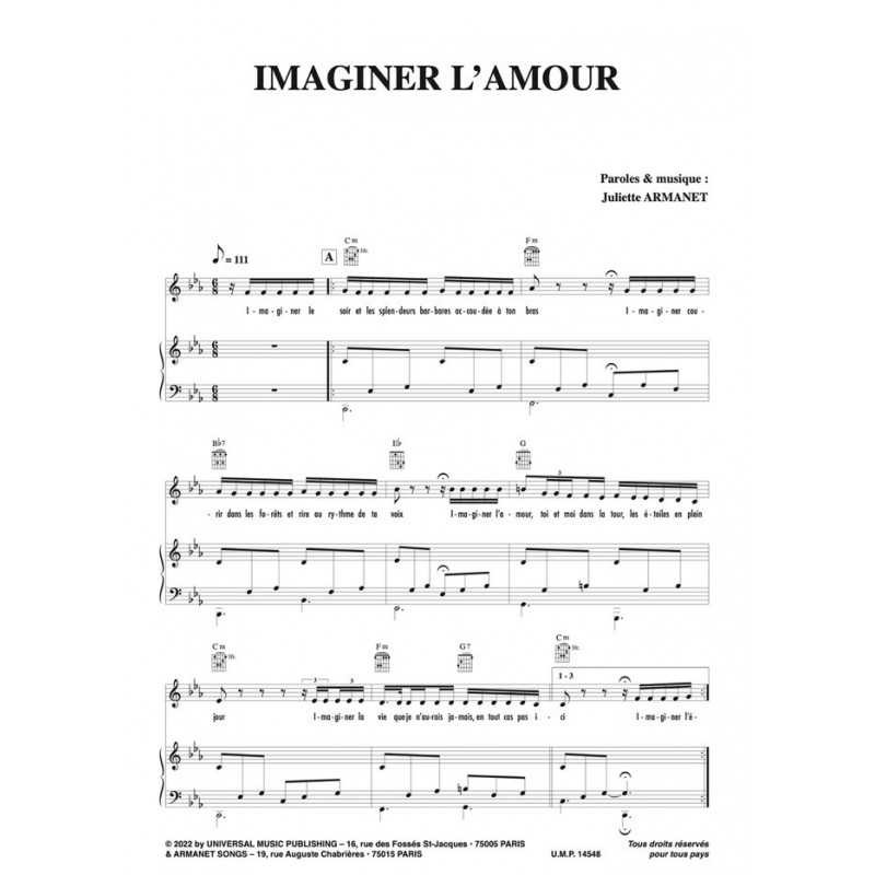 Partition PDF IMAGINER L’AMOUR Juliette ARMANET