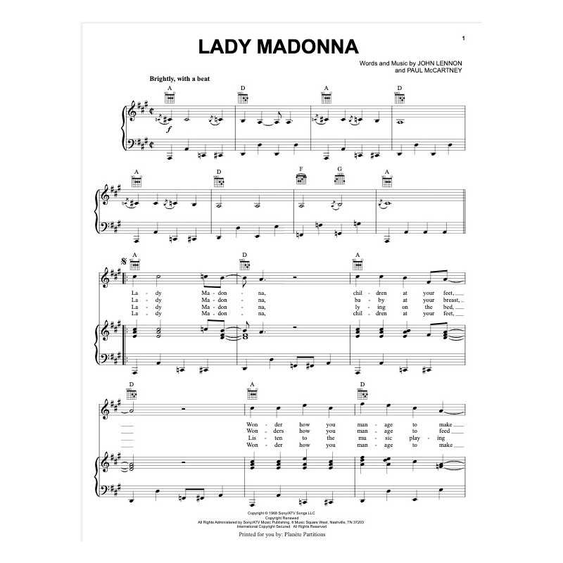 Partition lady madonna