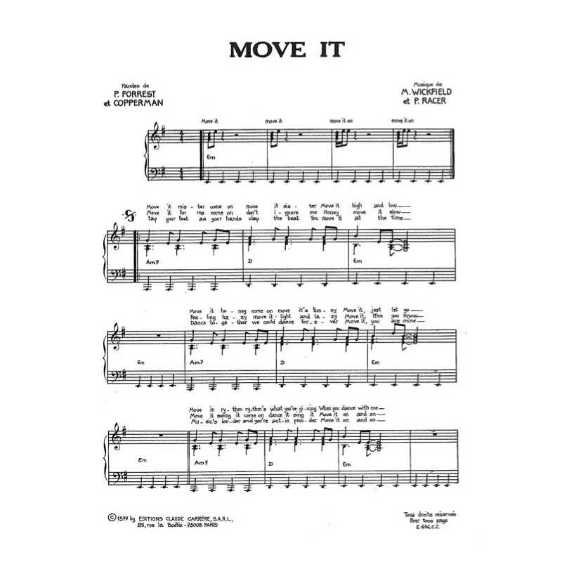 Sheet music MOVE IT SHEILA