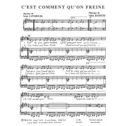 Partition C'EST COMMENT QU'ON FREINE Alain Bashung