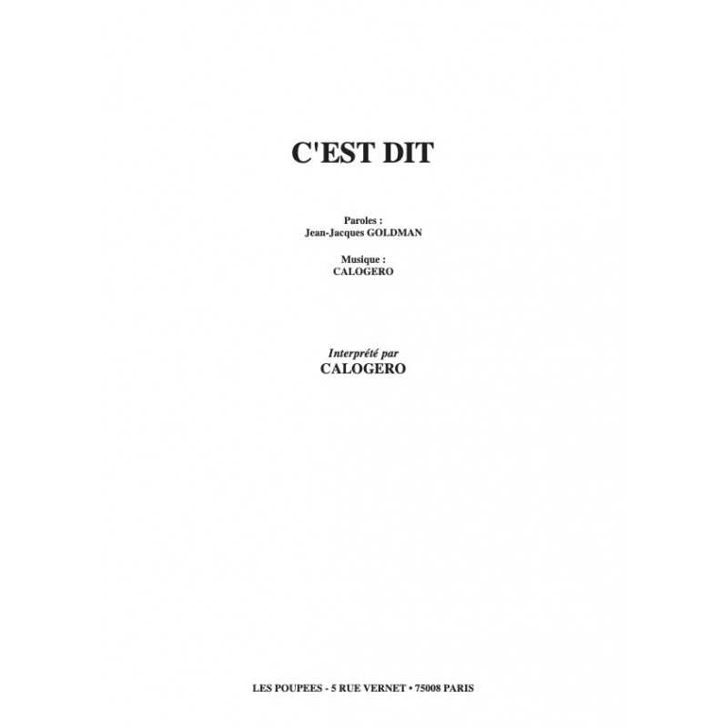 Partition C'EST DIT (TAB) CALOGERO PDF