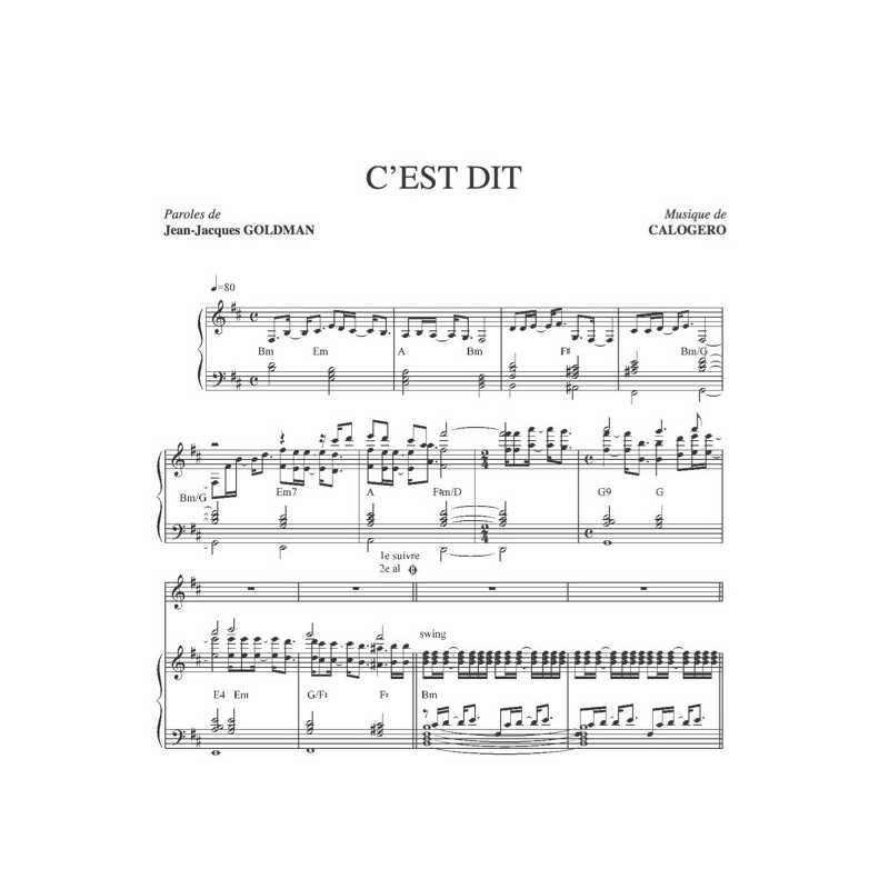 Sheet music C'EST DIT CALOGERO PDF