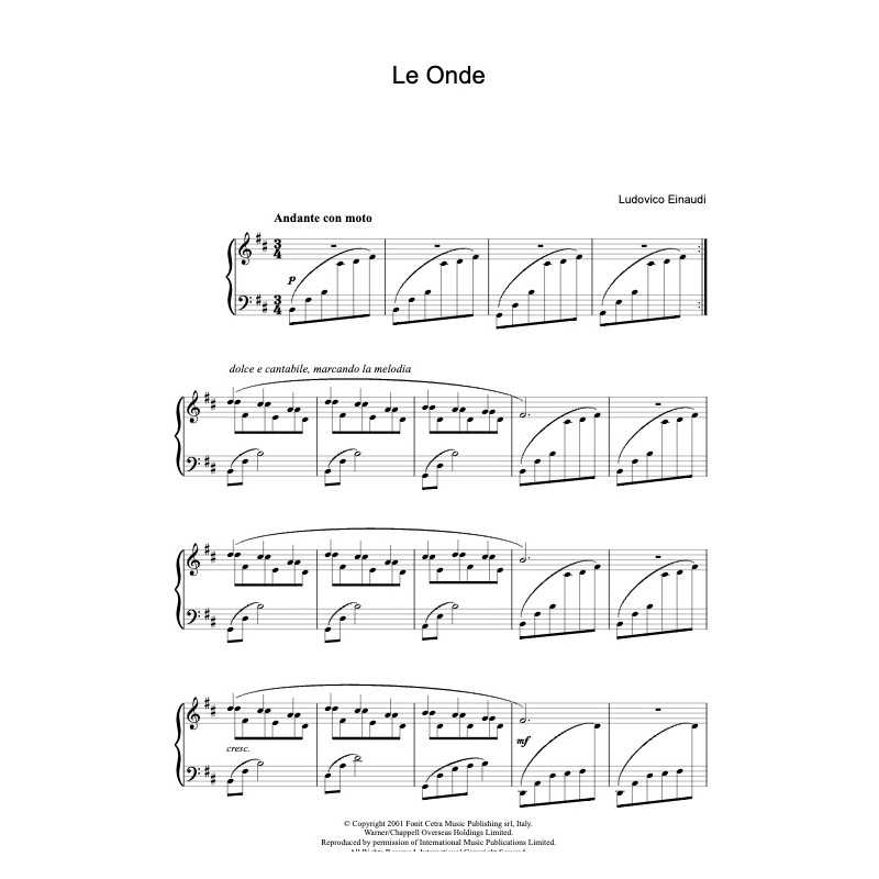 Sheet music LE ONDE Ludovico Einaudi