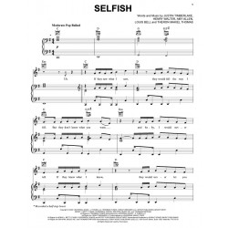 Sheet music SELFISH Justin Timberlake