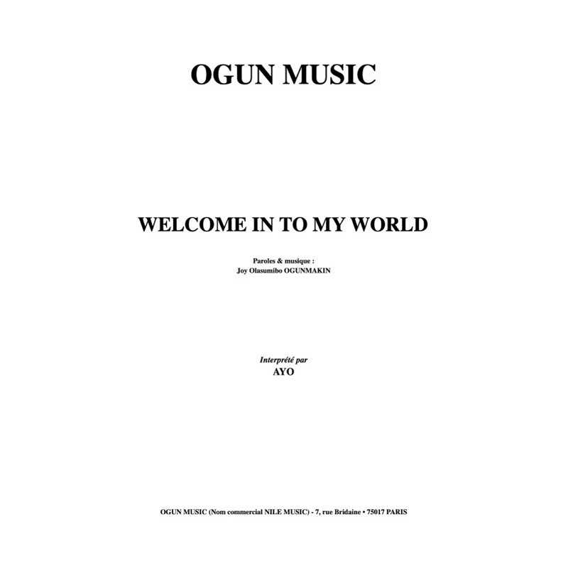 Partition PDF WELCOME INTO MY WORLD AYO