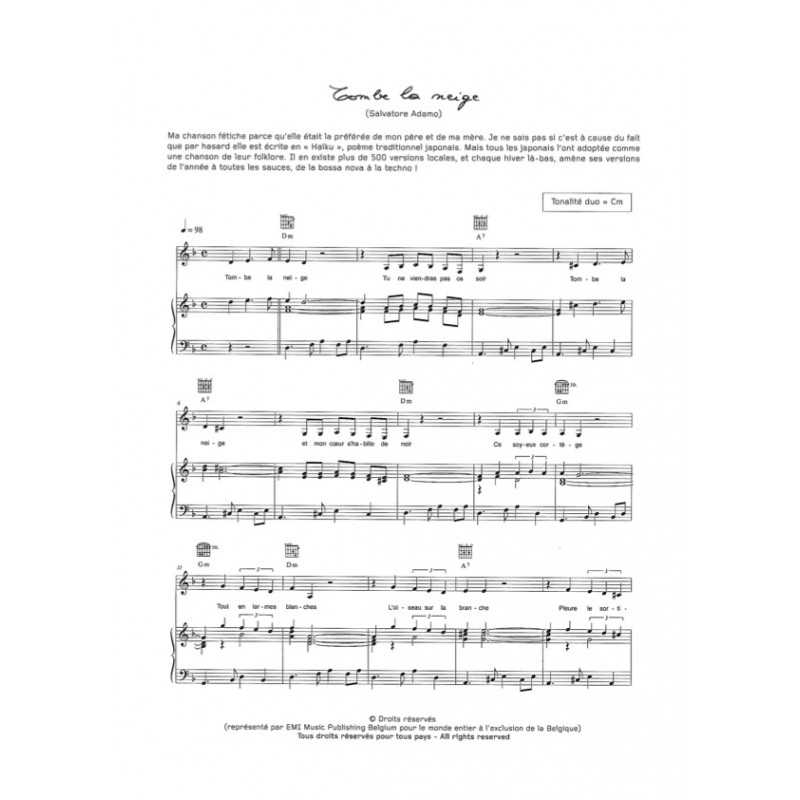 Sheet music TOMBE LA NEIGE Salvatore ADAMO PDF