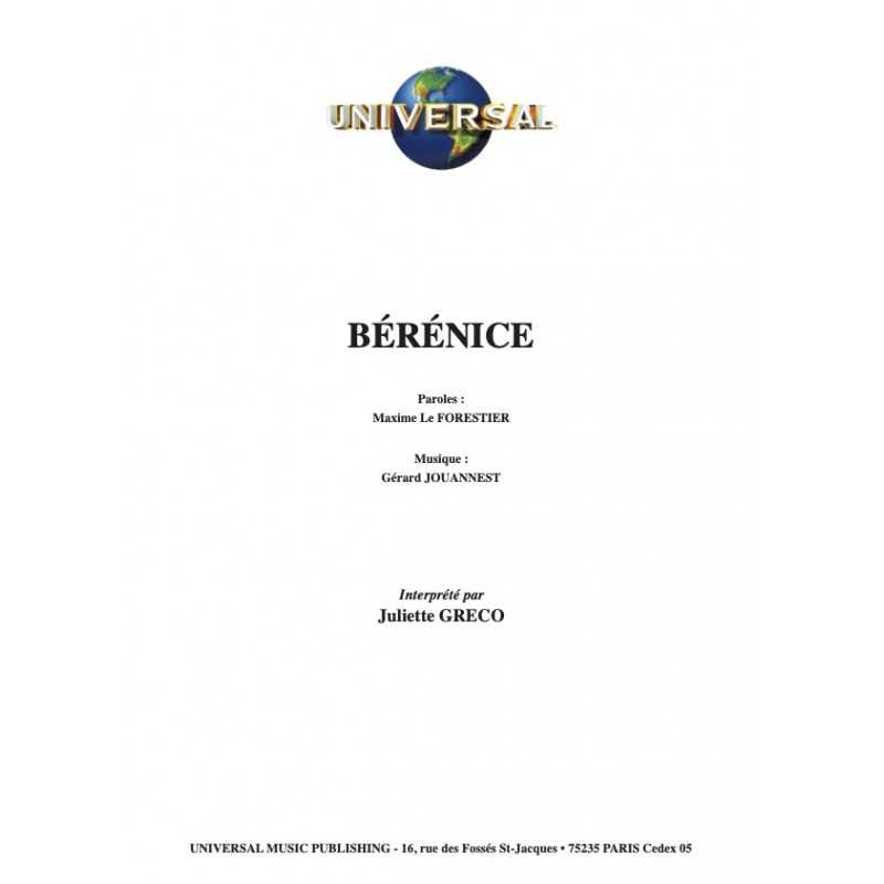 Sheet music BÉRÉNICE Juliette Gréco PDF