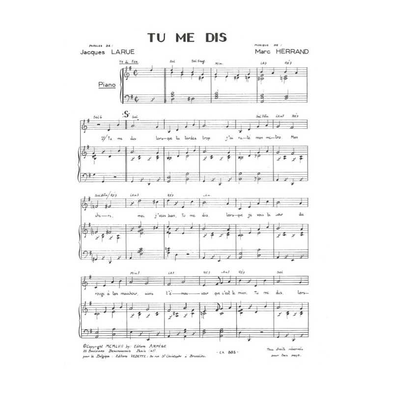Sheet music PDF TU ME DIS Yvette Giraud
