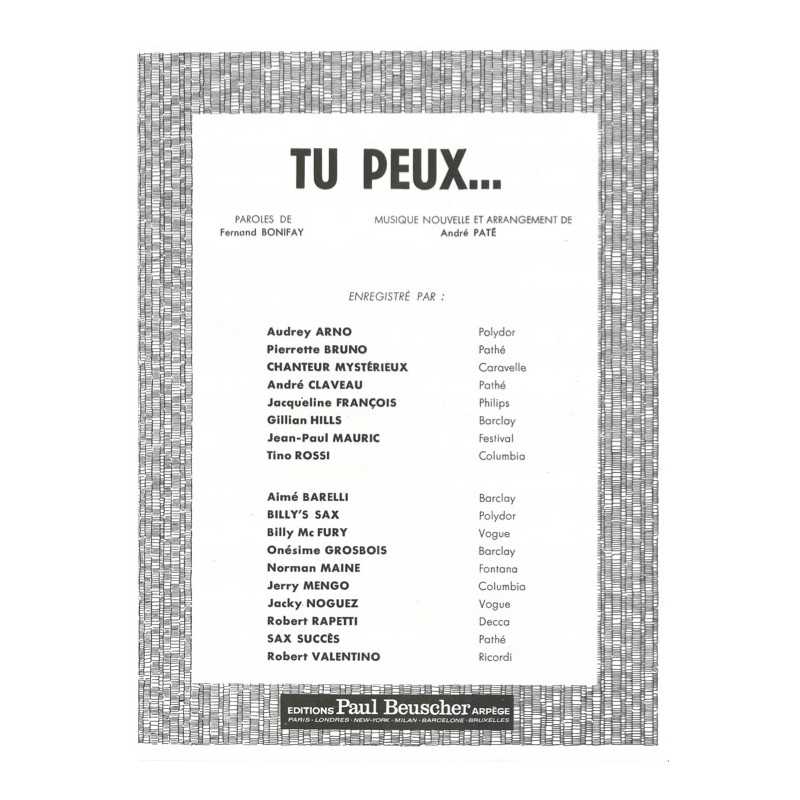 Partition PDF TU PEUX André Claveau