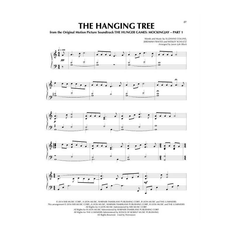Sheet music THE HANGING TREE (L'ARBRE DU PENDU) Jennifer Lawrence