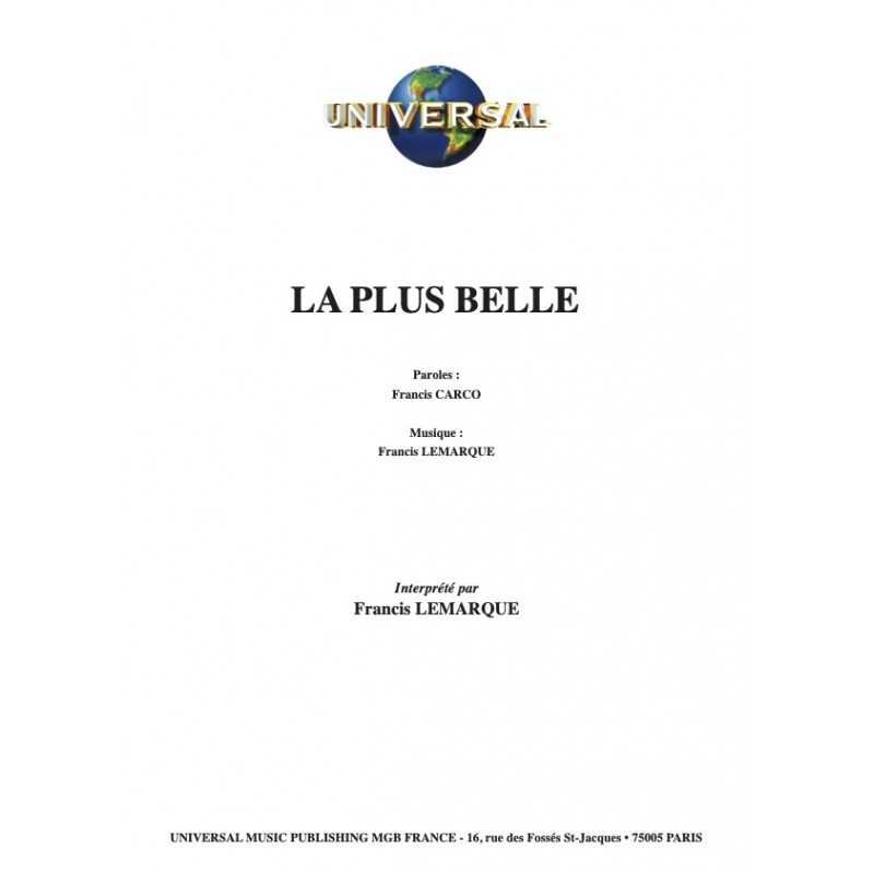 Sheet music LA PLUS BELLE Francis Lemarque PDF