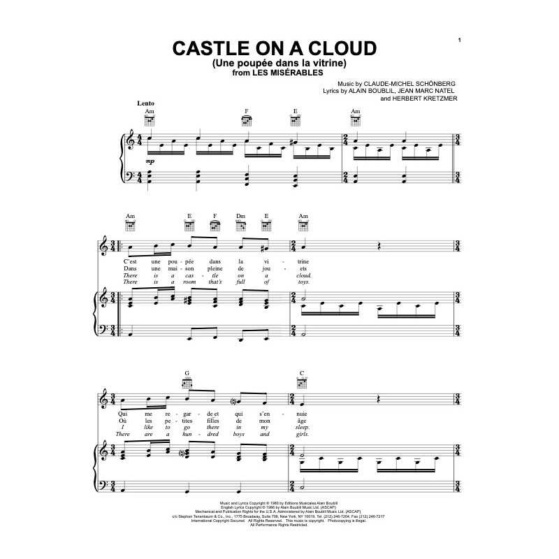 Partition CASTLE ON A CLOUD (UNE POUPÉE DANS LA VITRINE) Claude-Michel Schonberg