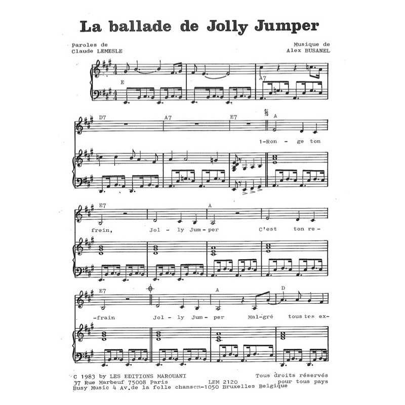 Sheet music LA BALLADE DE JOLLY JUMPER Alex BUSANEL pdf