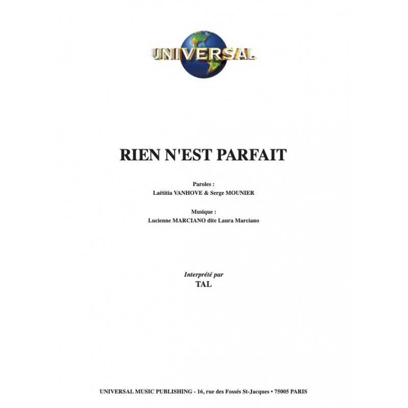 Sheet music RIEN N'EST PARFAIT TAL pdf