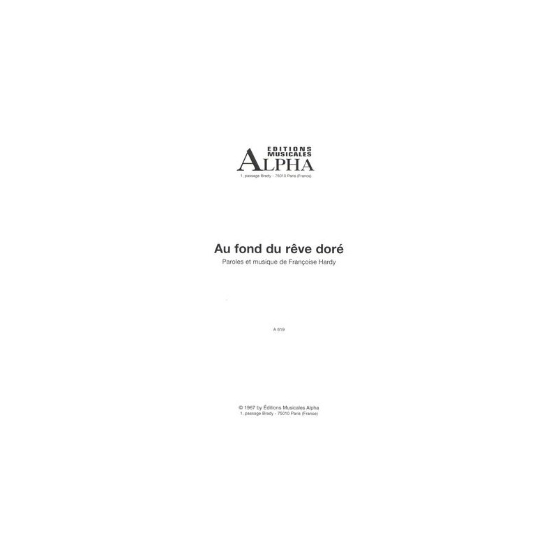 Sheet music AU FOND DU RÊVE DORÉ Françoise HARDY