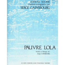 Sheet music PAUVRE LOLA Serge GAINSBOURG