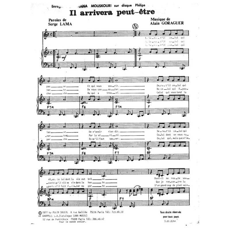 Sheet music IL ARRIVERA PEUT-ÊTRE Nana MOUSKOURI