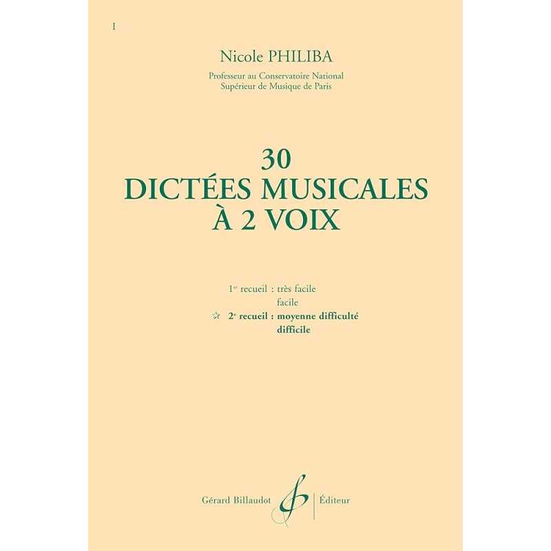 Sheet music 30 DICTÉES MUSICALES À 2 VOIX VOLUME 2 Nicole PHILIBA