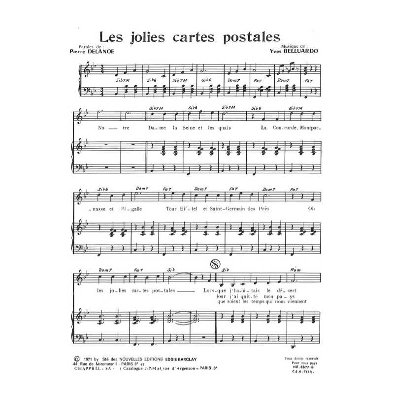 Partition LES JOLIES CARTES POSTALES Rika ZARAÏ PDF