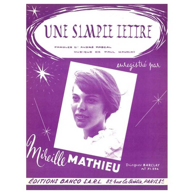 Partition UNE SIMPLE LETTRE Mireille MATHIEU