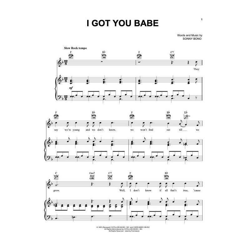 Partition I GOT YOU BABE Sonny & Cher