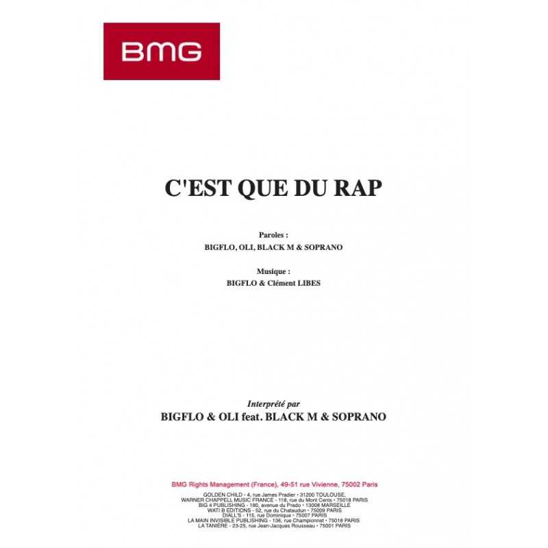 Partition C'EST QUE DU RAP BigFlo & Oli PDF