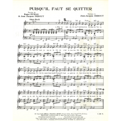 Sheet music PUISQU'IL FAUT SE QUITTER de Jean-Jacques DEBOUT
