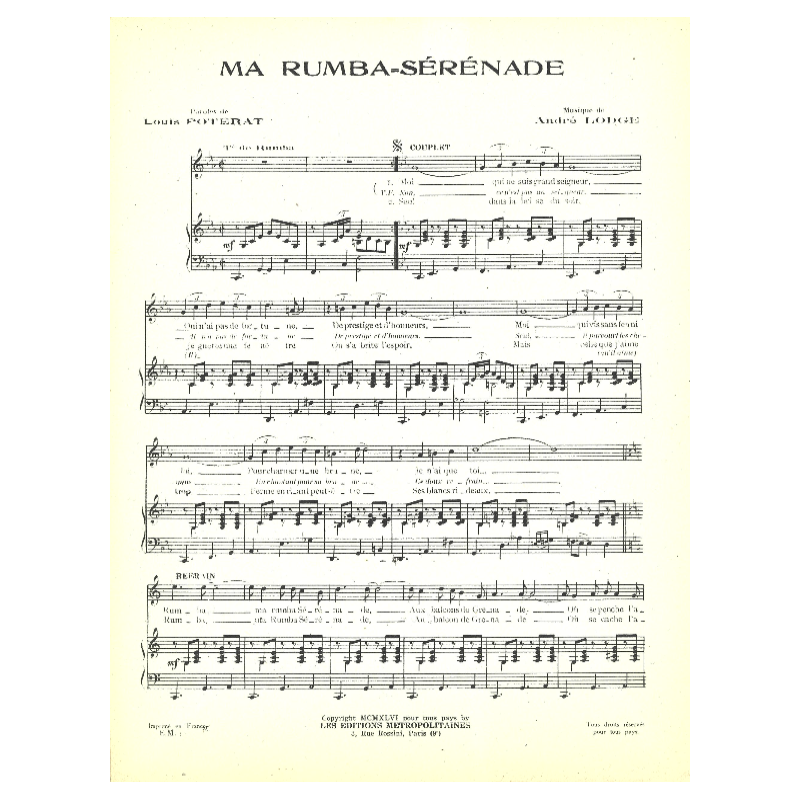 Partition MA RUMBA-SÉRÉNADE de Cavalier TROUBADE