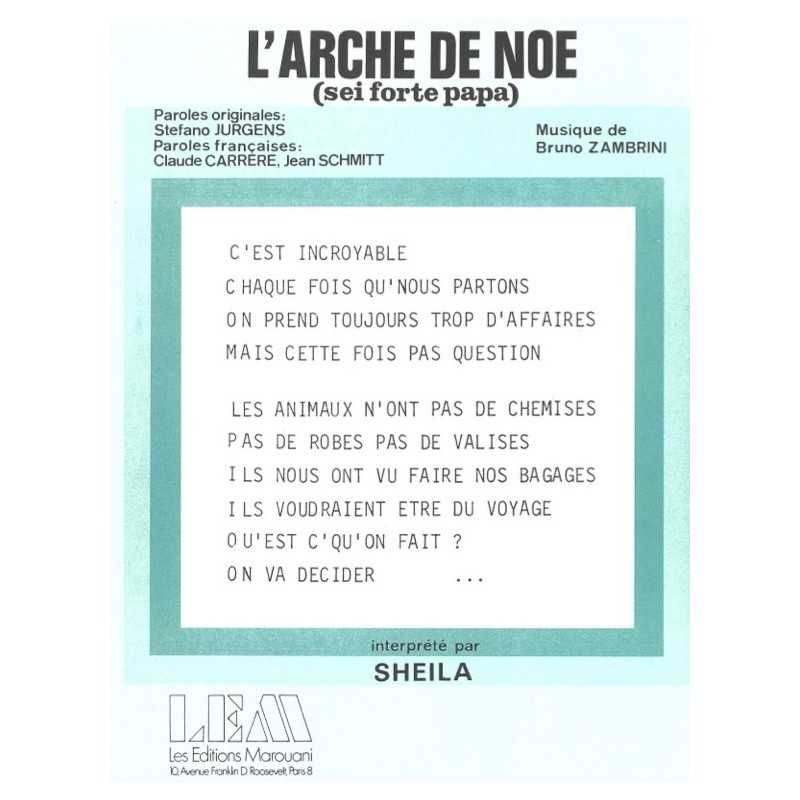 Sheet music L'ARCHE DE NOÉ (SEI FORTE PAPA) SHEILA pdf