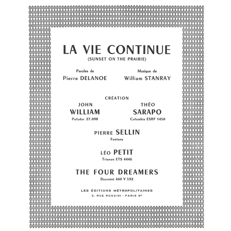 Partition LA VIE CONTINUE de John WILLIAM