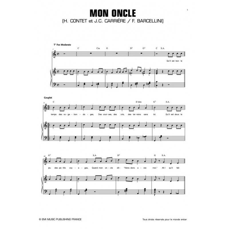 Sheet music MON ONCLE Franck Barcellini pdf