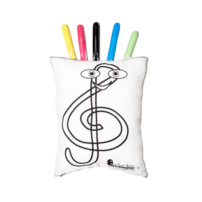 DOUDOUMUSIC (CLÉ DE SOL) Coussin à colorier et à laver