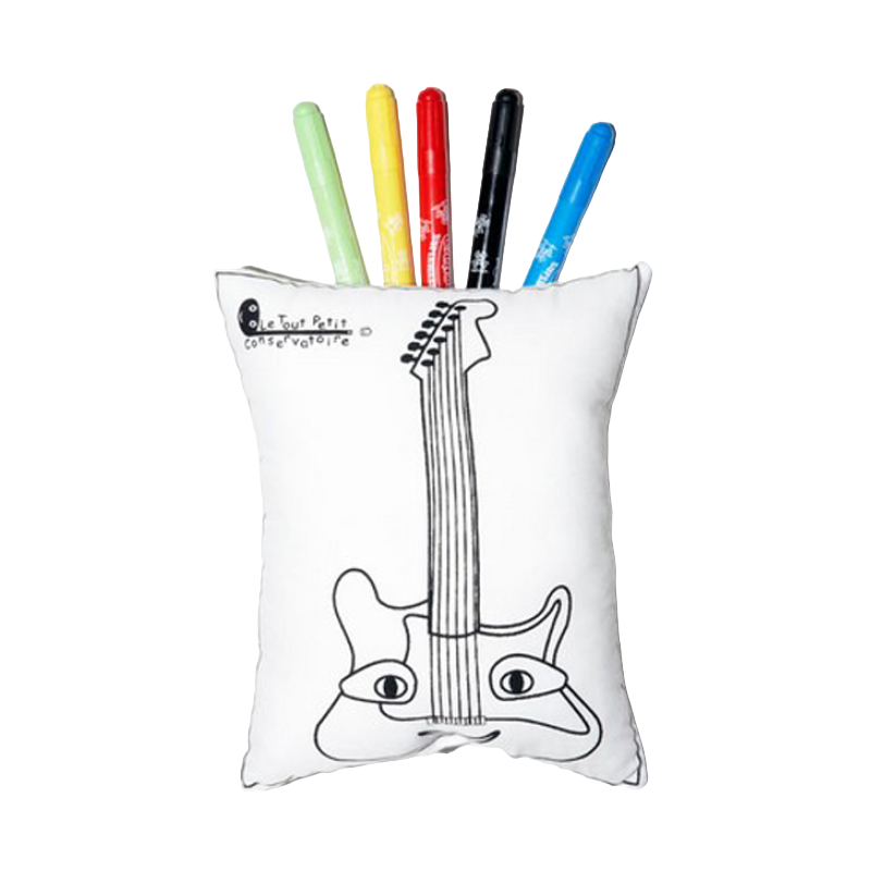 DOUDOUMUSIC (GUITARE ÉLECTRIQUE) Coussin à colorier et à laver