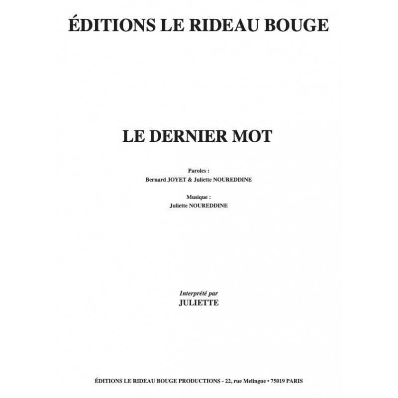 Partition LE DERNIER MOT Juliette pdf