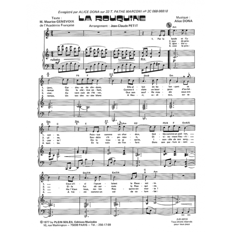 Partition LA ROUQUINE Alice DONA