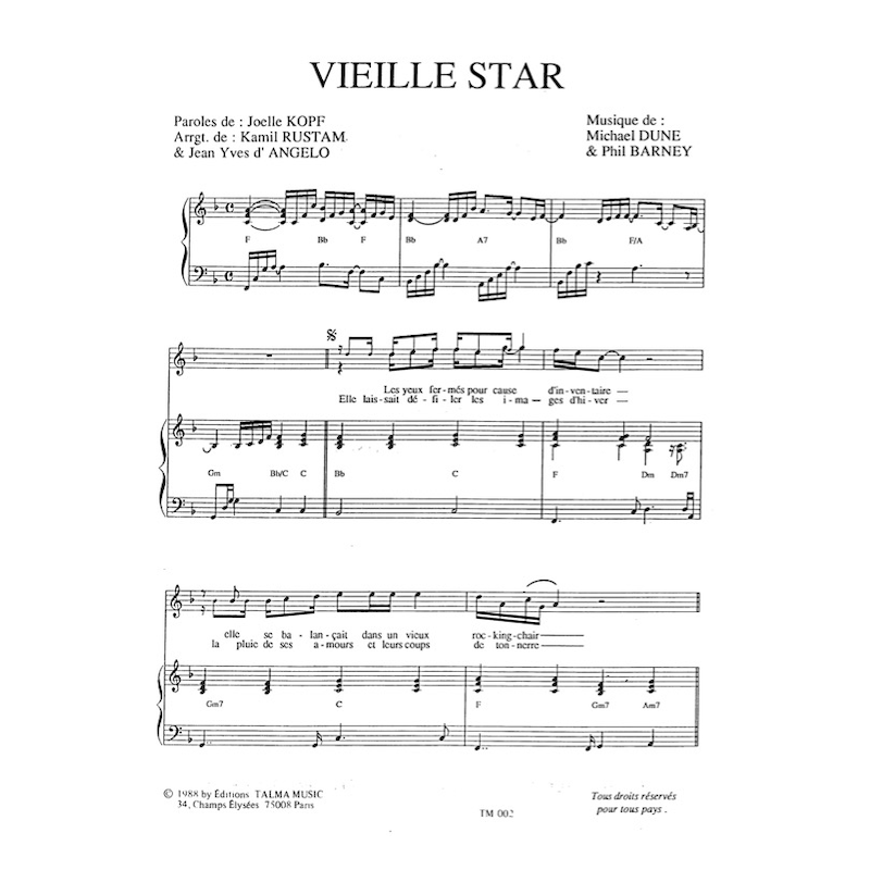 Sheet music VIEILLE STAR Maurice LARCANGE pdf playback