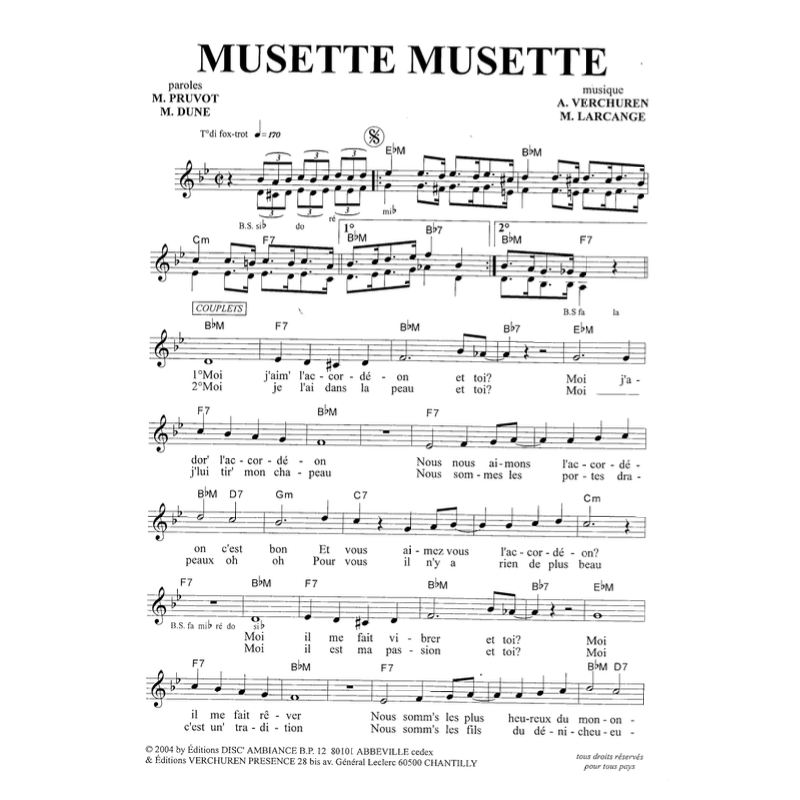 Sheet music Musette musette Maurice LARCANGE pdf playback