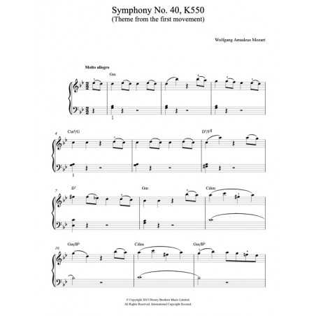 SYMPHONY No. 40 IN G Minor K550, 1st Movement Theme