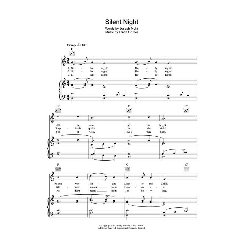 Partition SILENT NIGHT Joseph Mohr Franz Gruber
