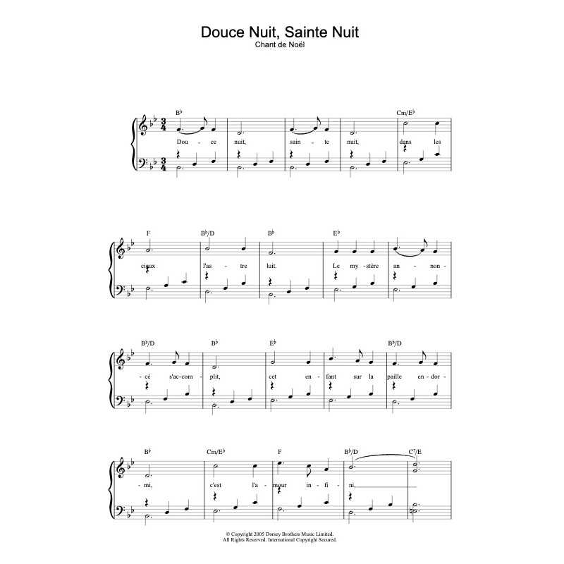 Partition DOUCE NUIT SAINTE NUIT Joseph Mohr