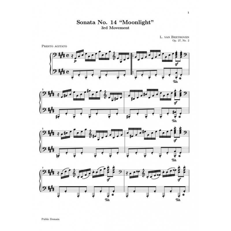 Partition SONATE N°14 OPUS 27 3ÈME MOUVEMENT Ludwig van Beethoven
