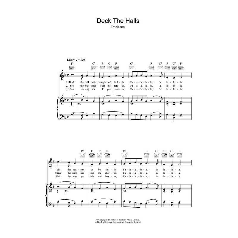 Partition DECK THE HALLS chant traditionnel